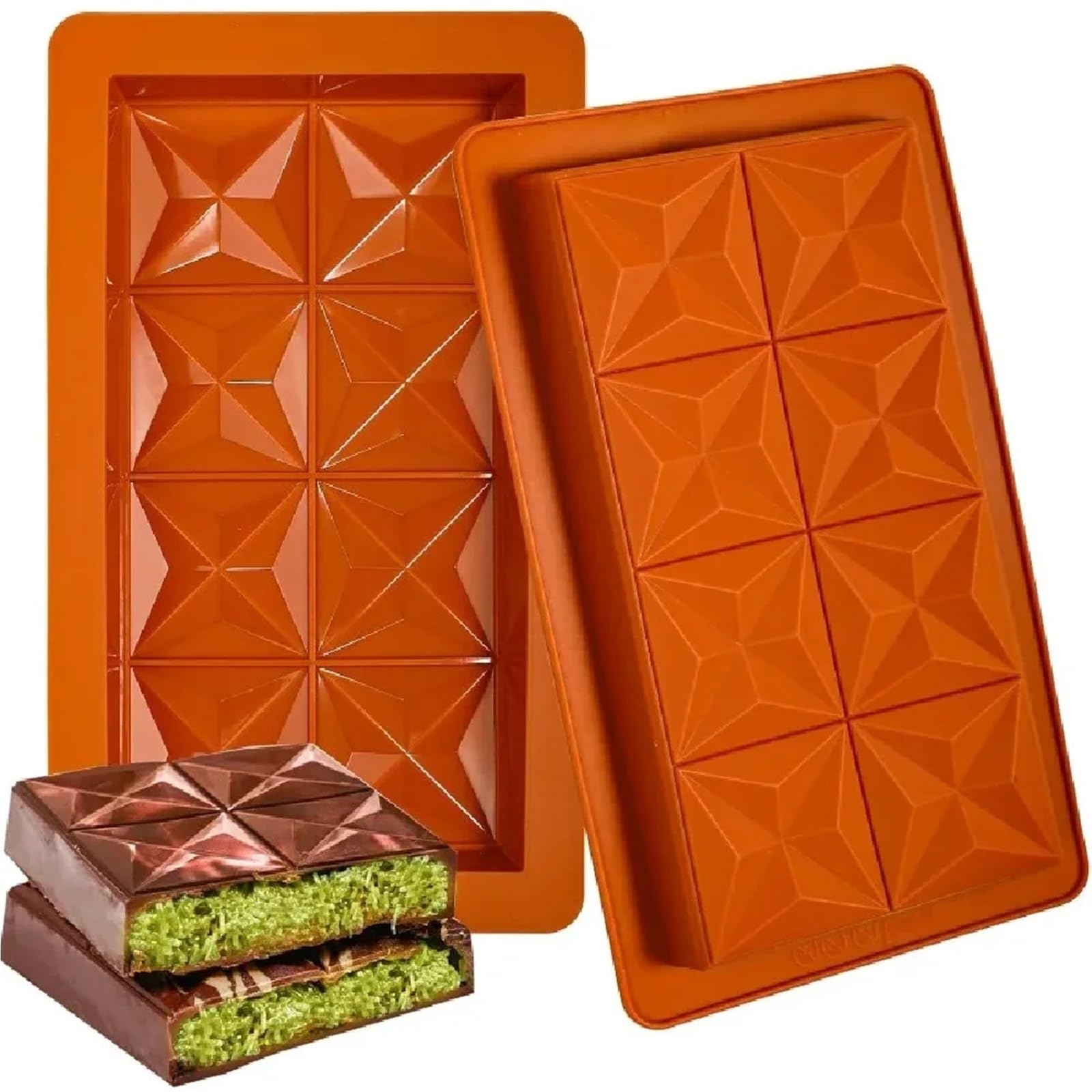 Molde de 4 piezas for barras chocolate, profundo, con 10 bolsas for grueso, ideal for rellenar pistacho Para Repostería Y Postres(Brown01)