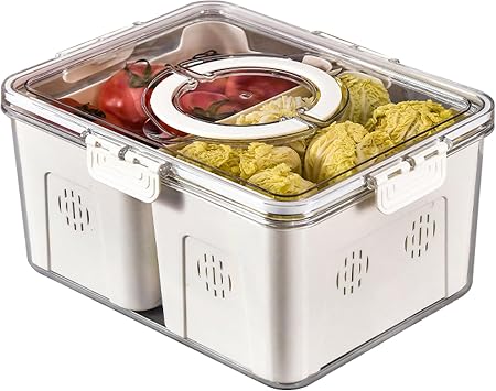 RTHIEAI Refrigerator Organizer With Lids 2 Compartments, Fridge Storage, Fridge Organizers And Storage Clear, Fridge Organization, Storage Containers, Stackable With Lid Fridge Organizers
