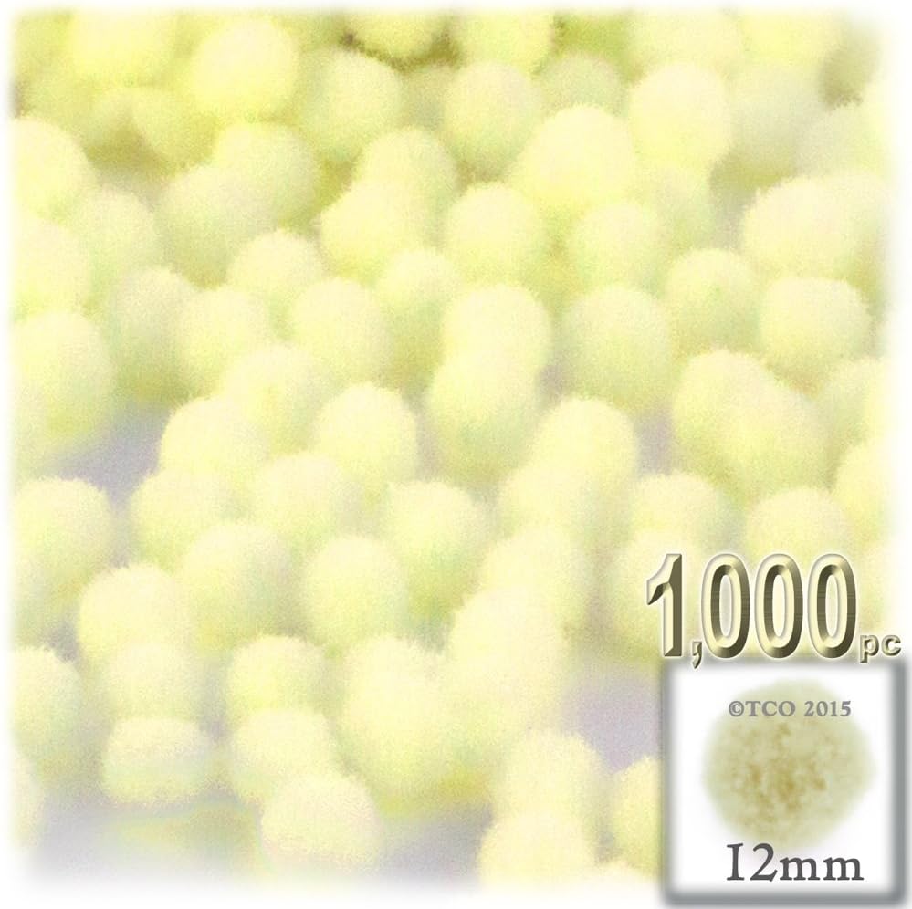 The Crafts Outlet 1,000-Piece Multi Purpose Pom Poms, Acrylic, 12mm/About 0.5-inch, Round, Red