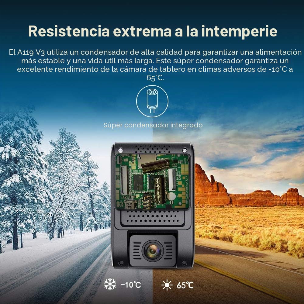 VIOFO A119 V3 2560 x 1600P Quad HD + Cámara de coche con GPS y DVR CPL
