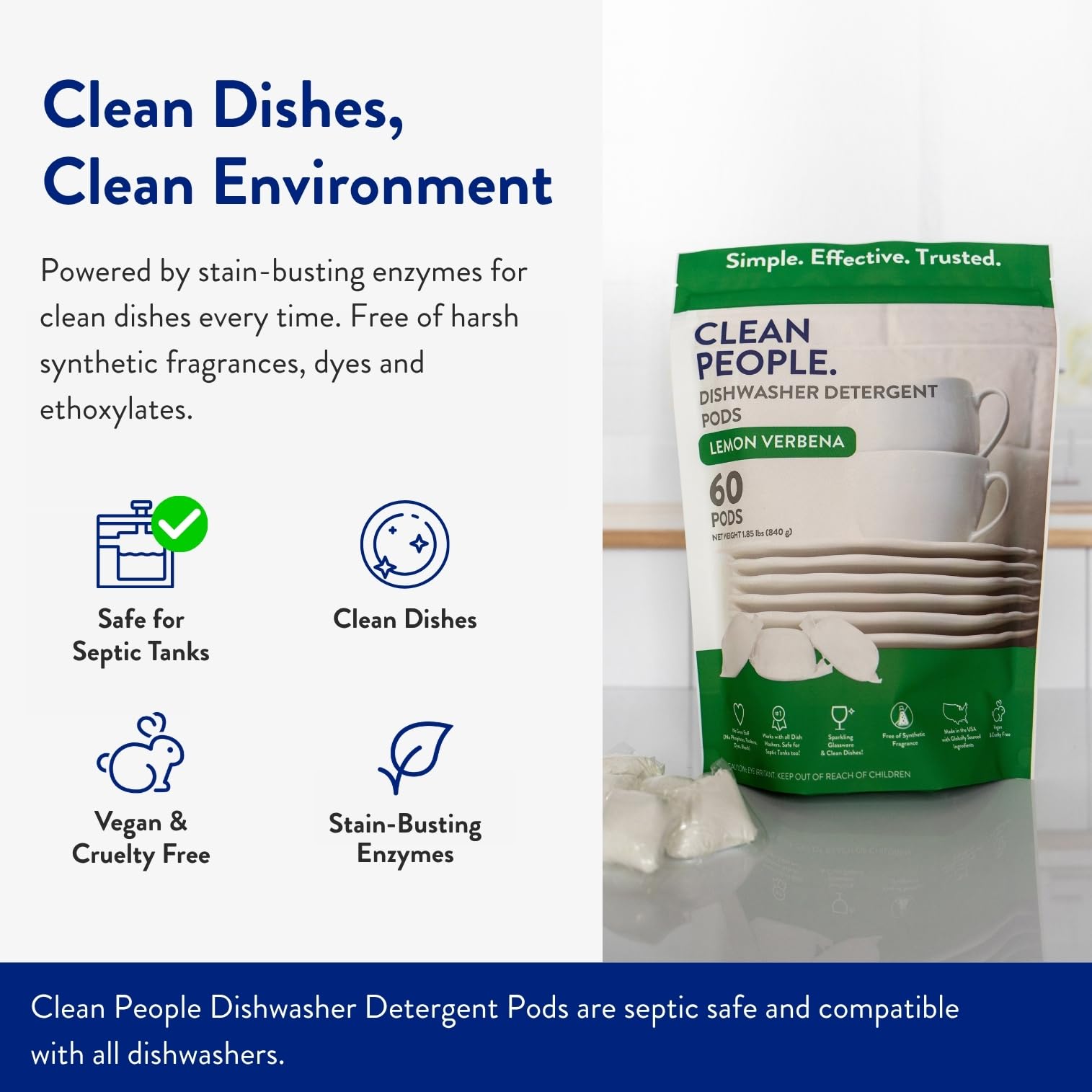 The Clean People Cápsulas de detergente para lavavajillas | Corta la grasa y enjuaga con gas limpio | Sin residuos | Limón, paquete de 120