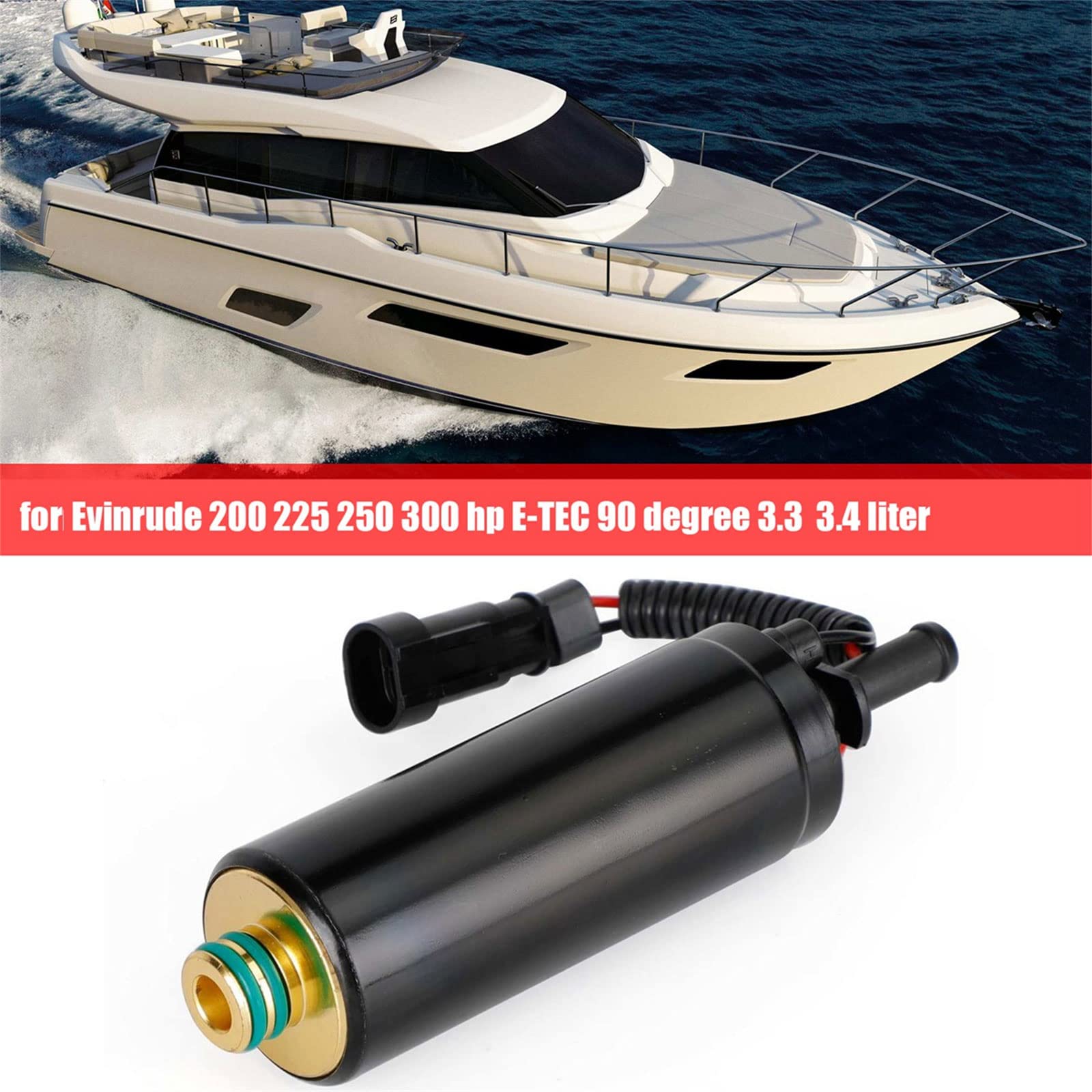 Newwyt Motori Fuoribordo Yacht Pompa Carburante Adatto per 200 225 250 300HP 33/34 Litri 5009118 5006063 4452652B 90 Gradi Riparazione Metallo Nero