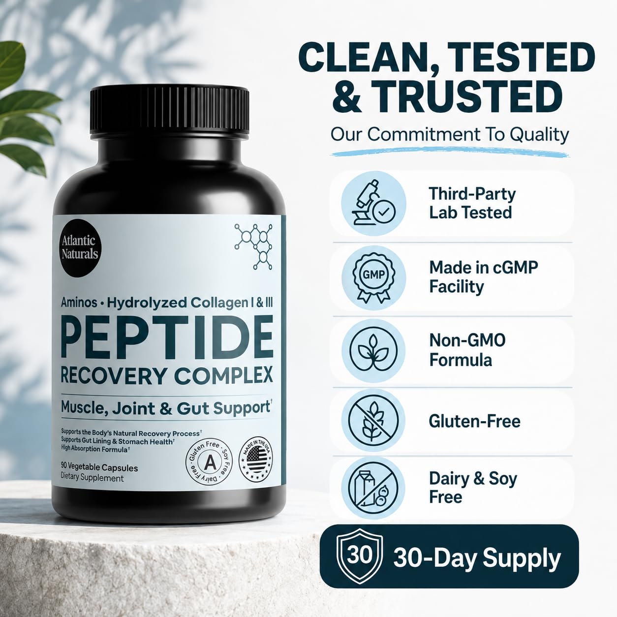 Peptide Recovery Complex – Advanced 157 Recovery Blend with Hydrolyzed Collagen Peptides & Amino Acids | Muscle, Joint & Tissue Support for Men & Women | Post-Workout Flexibility | 90 Capsules — Amazon image 6