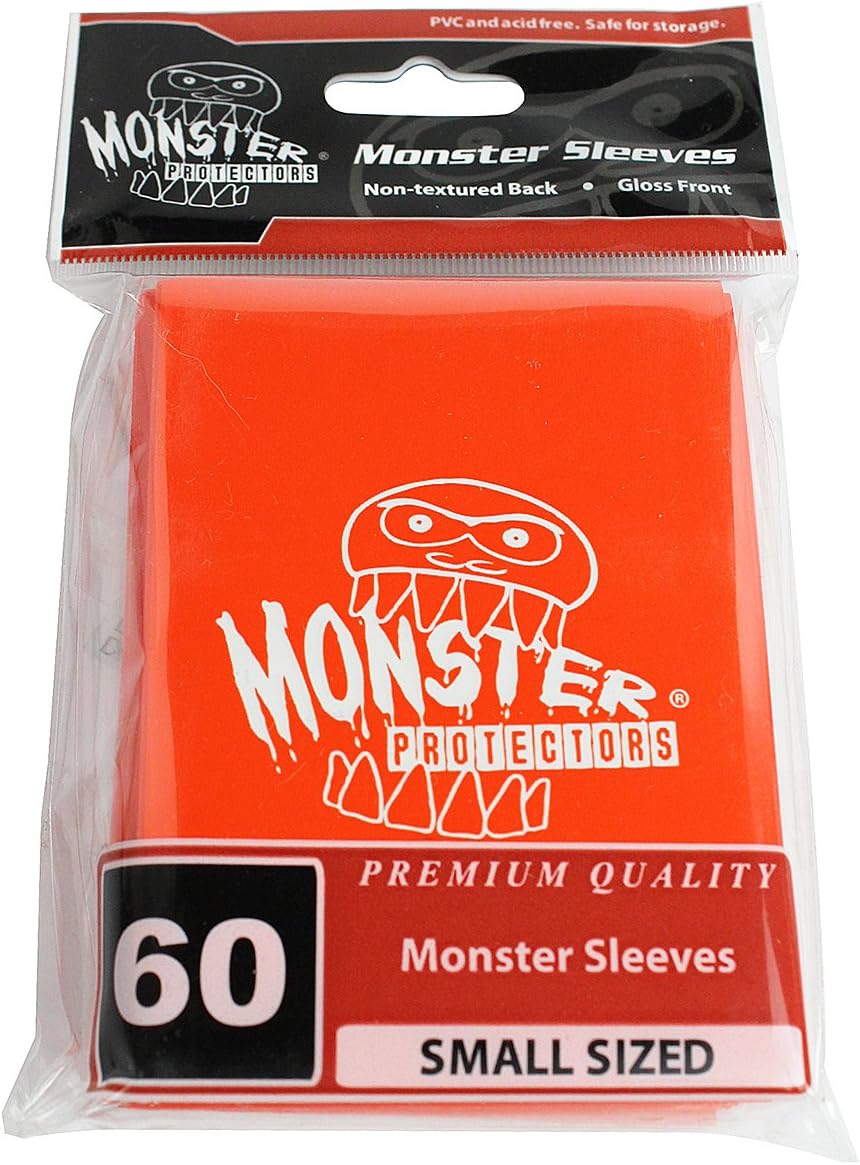 Sleeves - Monster Protector Sleeves - Smaller Size Gloss with Monster Logo - Orange (Fits Yugioh and Other Smaller Sized Gaming Cards)