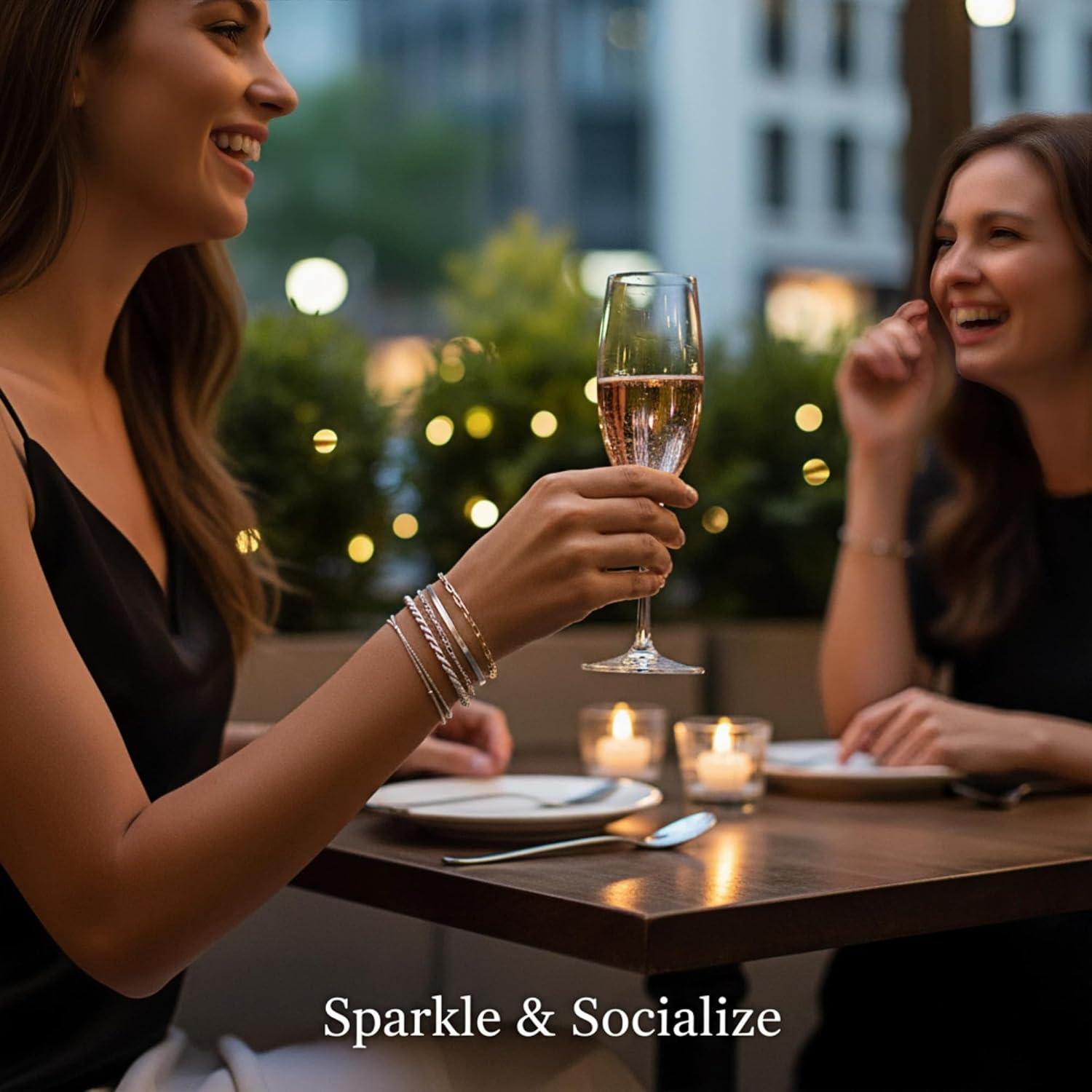 14K Gold Plated Bracelets for Women Waterproof, Trendy Thin Dainty Stackable Cuban Link Paperclip Chain Bracelet Pack - Fashion Jewelry Gifts,Sliver - Image 2