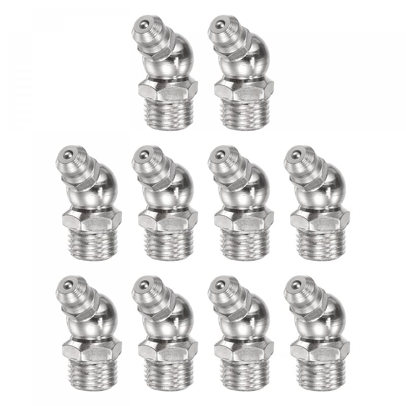 Kit com 20 Graxeiras Hidráulicas de 45° em Ferro Niquelado uxcell com Rosca M10 x 1 mm