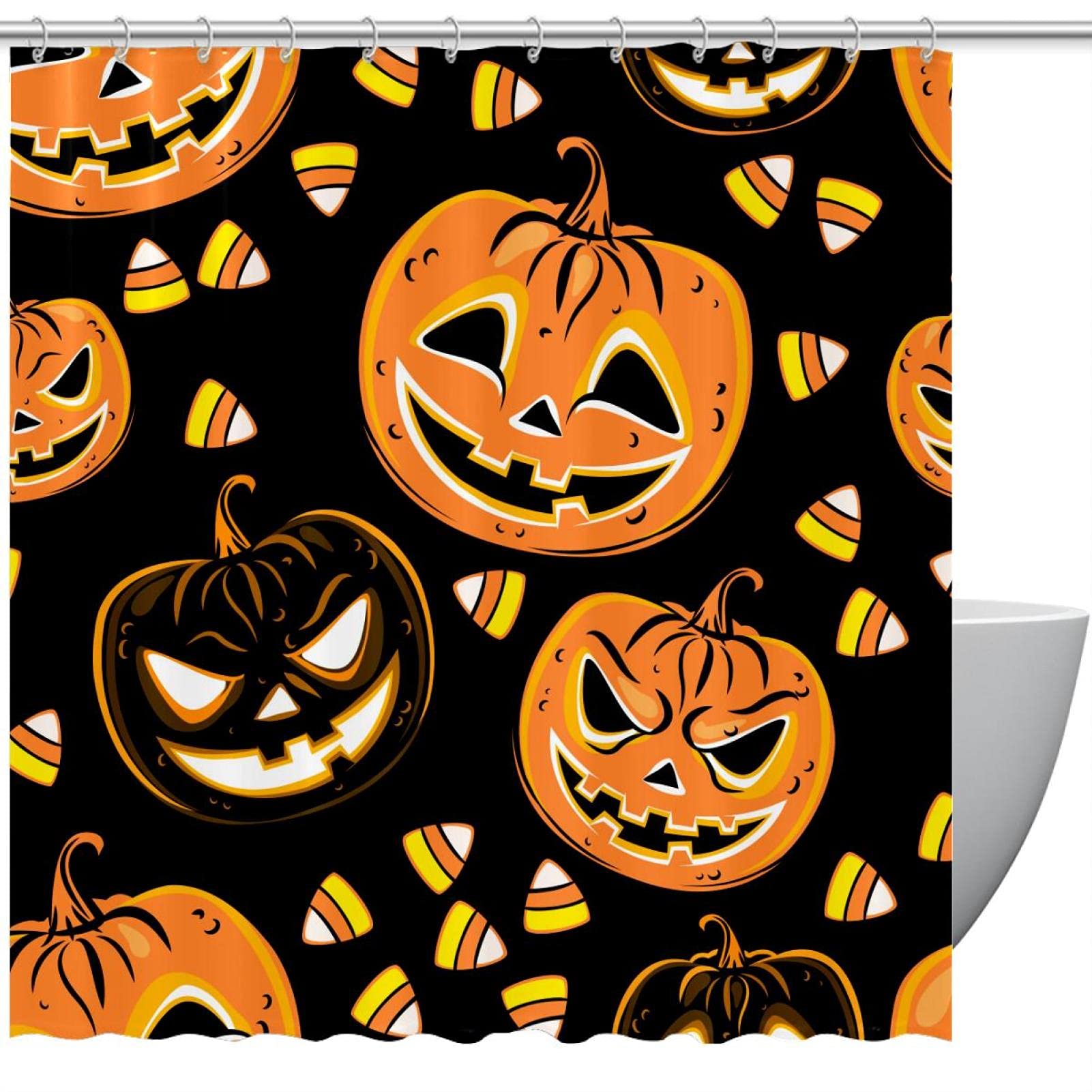 Rideau de douche Halloween citrouille pour la joie des enfants au bain