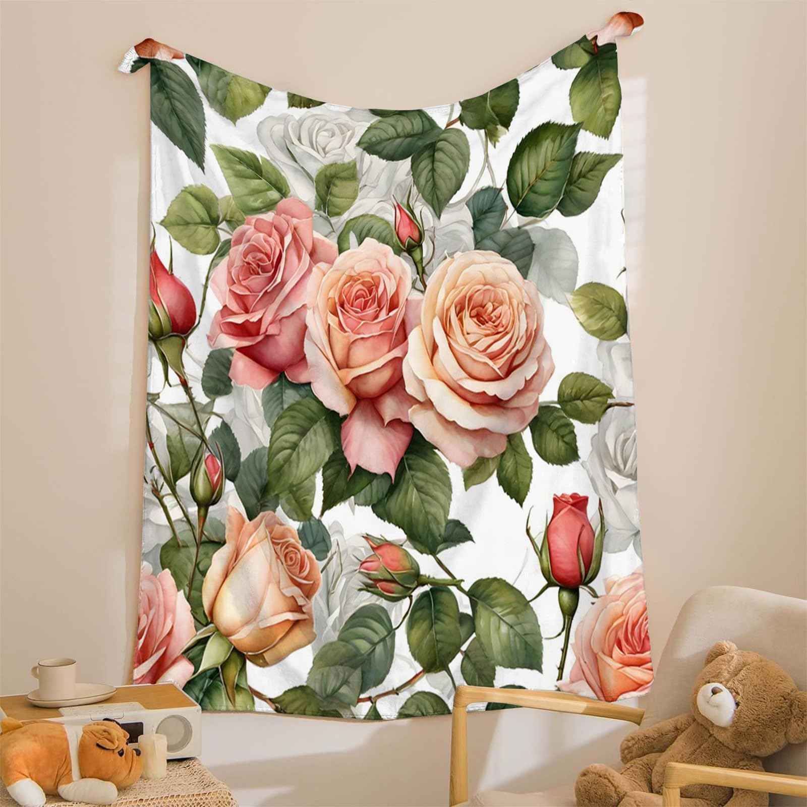 Genérico Różowe i żółte koce z mikrofibry koc flanelowy 180 x 200 cm kwiaty super miękkie lekkie ciepłe i wygodne koce podróżne dla dorosłych i dzieci, bez zmarszczek AL593