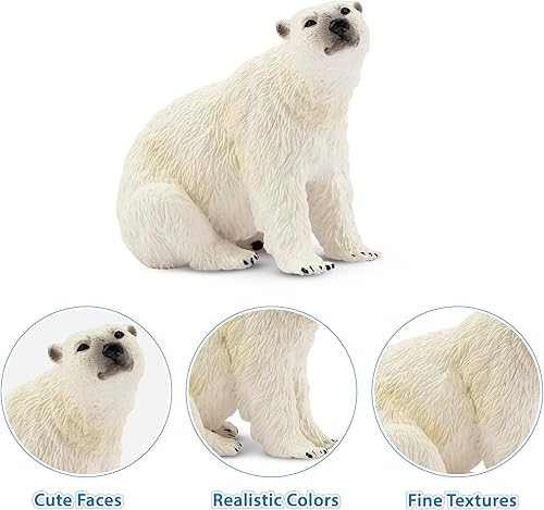 Miniatura 6 de Toymany 6 figuras de oso polar con cachorro de oso polar, figuras realistas de animales árticos de 2 a 4 pulgadas, juego familiar para Navidad,