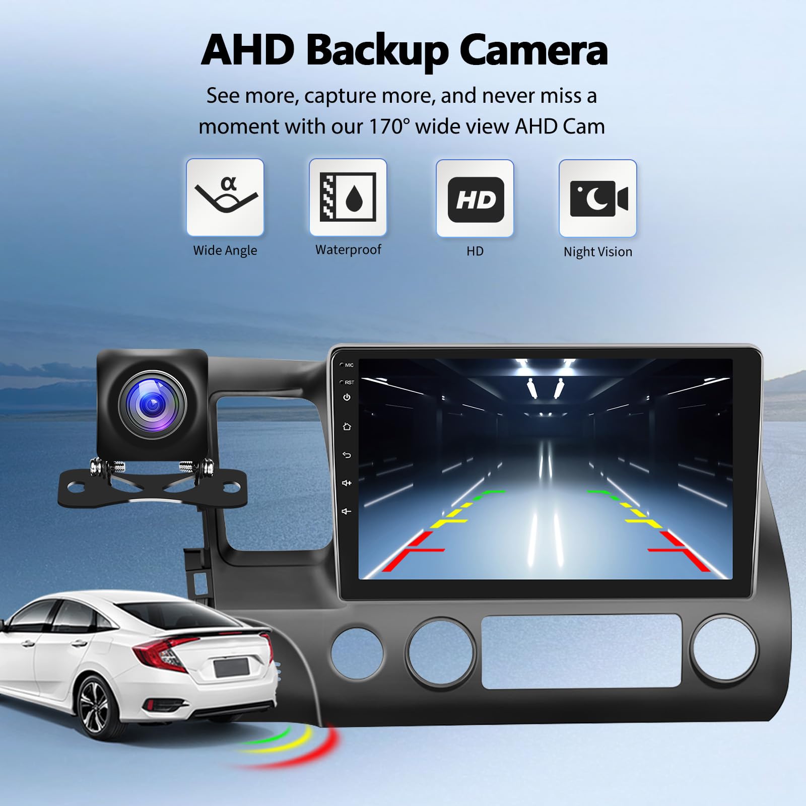 10.1" Android In-Dash Stereo Radio For Honda Civic 2006-2011 - Carplay, GPS, WiFi, Backup Camera