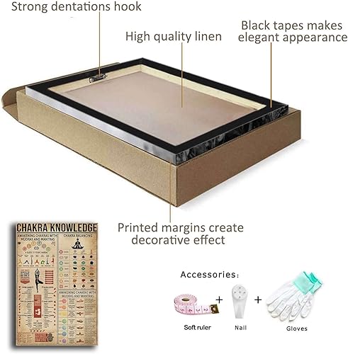 Miniatura 6 de MEIXI MOBILE Pintura en lienzo para pared, póster de conocimiento de 7 chakras, póster de yoga, guía de conocimiento, pintura en lienzo, dormitorio,