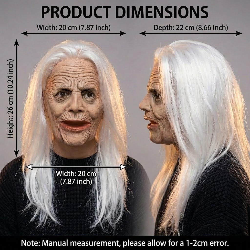 Halloween Old Woman Costume Mask - Image 2