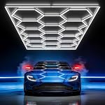 HYPERLITE Gen II Éclairage de garage Hexagon : 322W 32200LM 11 Grilles Hexagon Led Light, 6500K Ultra Lumières Hex Honeycomb, Installation facile, Conception durable pour garage, Détail de voiture, Ateliers, Gym
