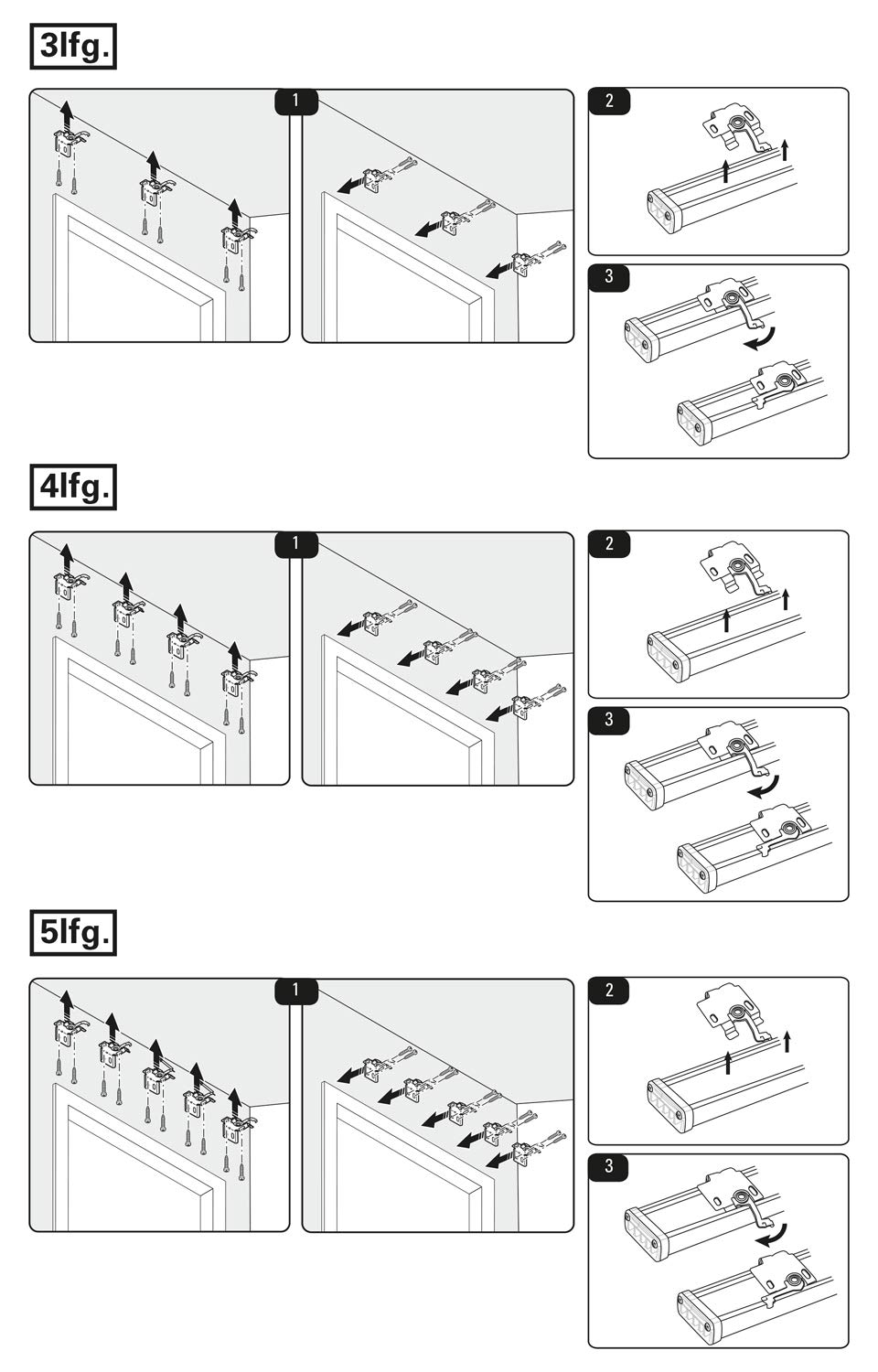 Gardinia Kit Complet Confort Rail 3 Voies pour Panneaux Japonais, Montage Mural ou au Plafond, Aluminium, 170 cm, Blanc 31176