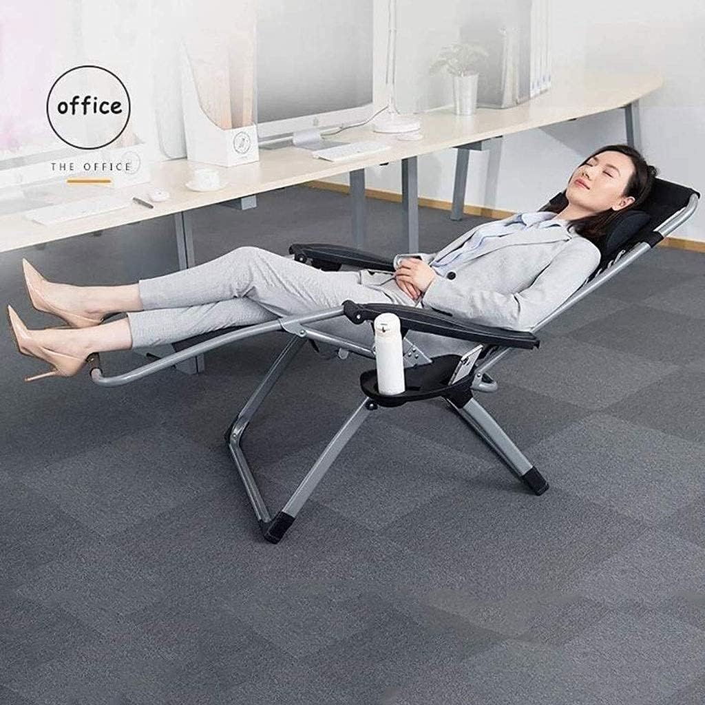 Comfortable Patio Reclining Chairs Zero Gravity Lounger Chair Oversized,Balcony Recliner Chair with Cup Holder Folding Wide Seat Detachable Neck Pillow Sun Lounger (Color : Silver)