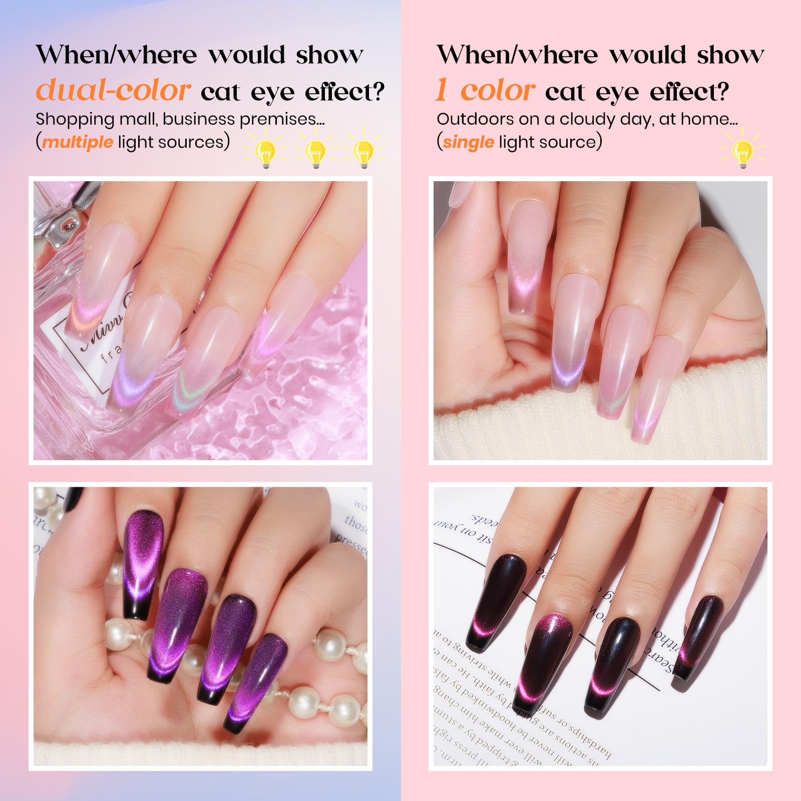 Amazon.com : MIZHSE 9D Cat Eye Gel Nail Polish 8 Colors, Neon