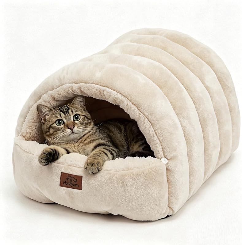 Cama Toca para Gatos Noocyarn com Zíper, Dupla Face e Lavável, Bege – 59,94 x 44,96 x 27,94 cm, 1,39 kg