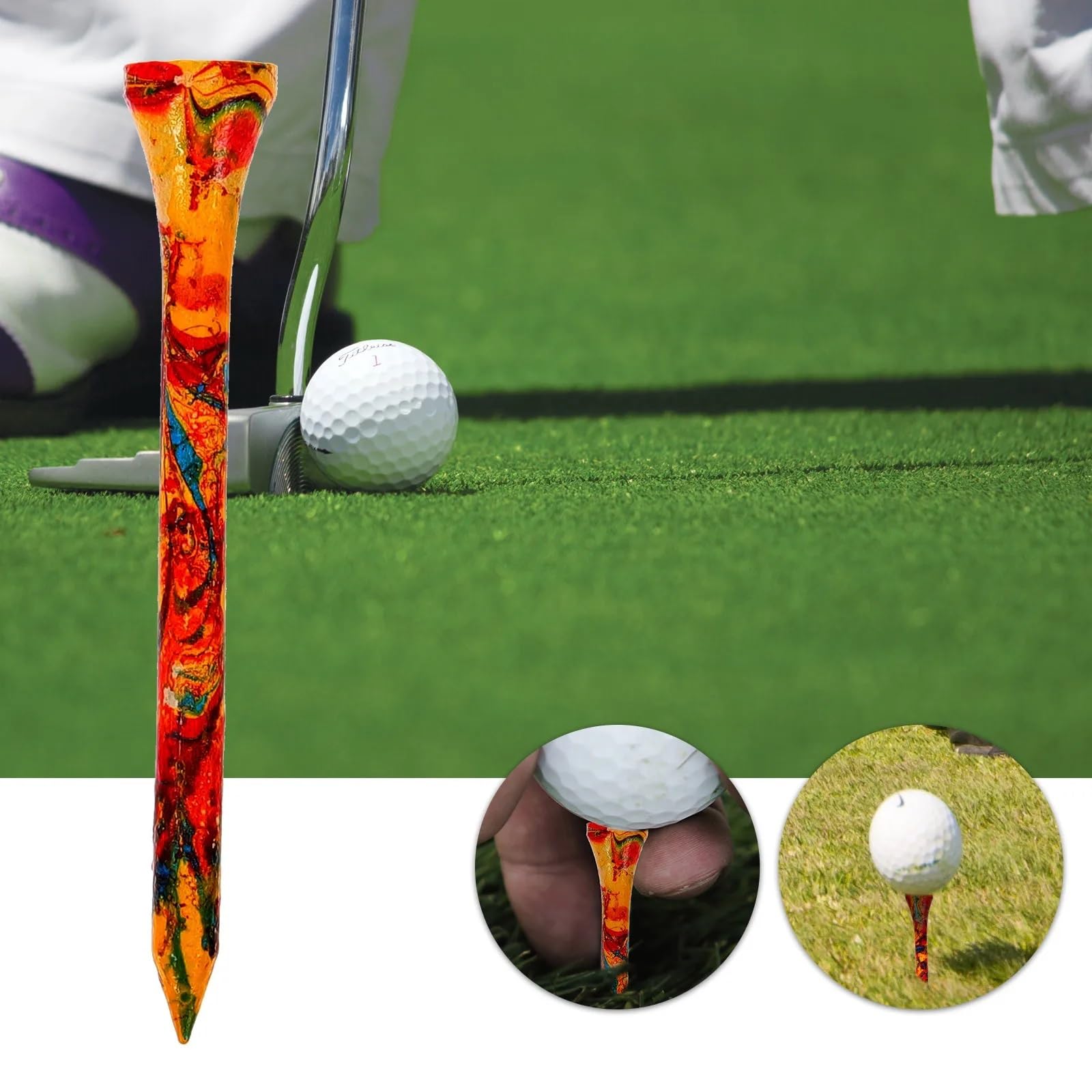 Golf Tee 50 stücke Holz Golfplätze Halter Golf Praxis Golfplätze Tees Golfplätze Nägel Golf Lieferungen Golf Zubehör FüR Einen Idealen Abschlag