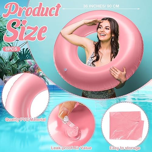 Miniatura 2 de Flotador inflable grande de piscina de 36 pulgadas, flotadores de piscina para adultos, tubo inflable de juguete para niños y niñas, vacaciones de