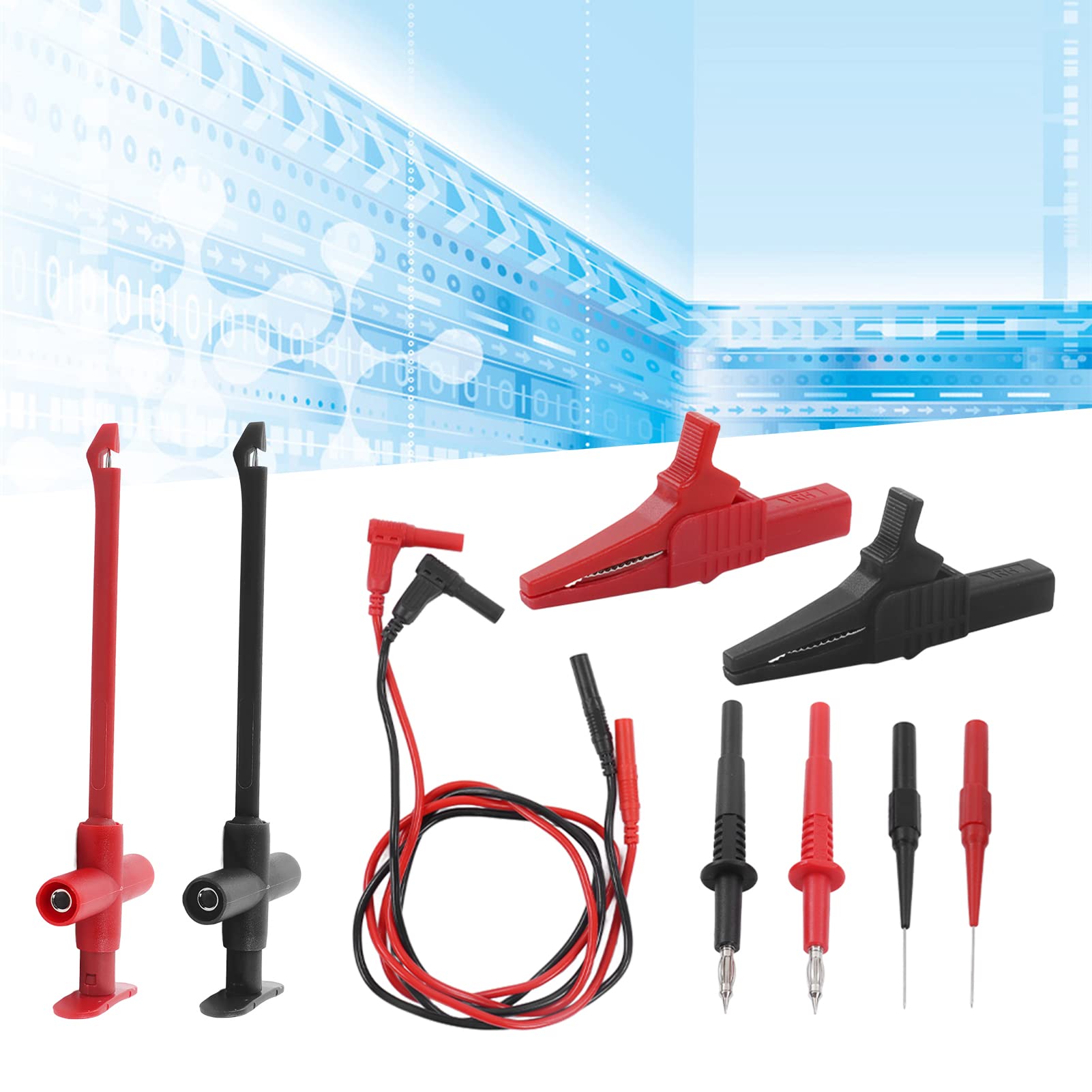 Multimeter Test Leads Kit Brass Tips, 30VAC-60VDC 19A, Flexible PVC, PA Insulation, Automotive Diagnostics for Electronic Repair