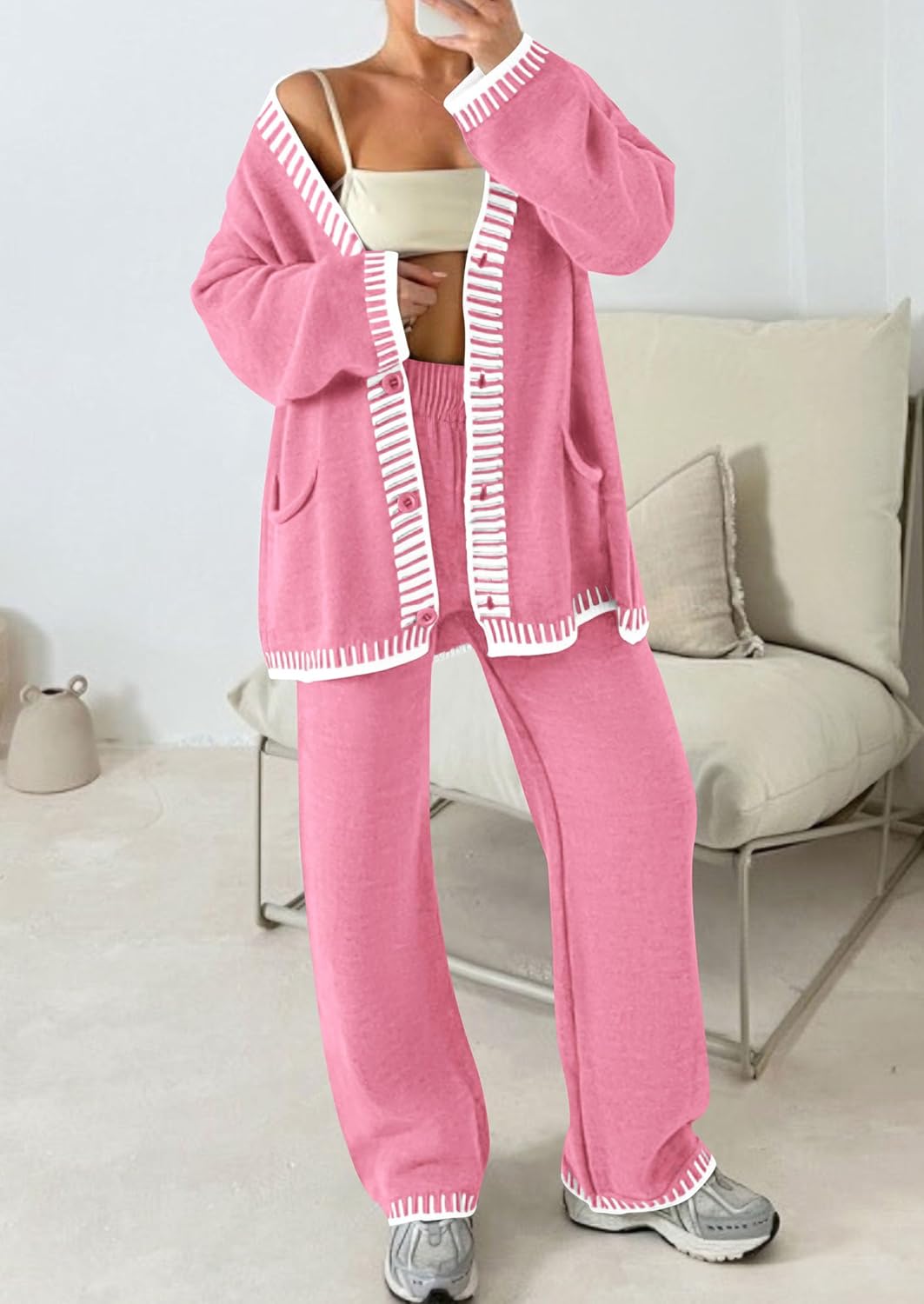 PRETTYGARDEN Lounge Sets for Women Fall 2026 Loungewear 2 Piece Outfits Cardigan Sweaters Track Suit Matching Winter Clothing - Image 7