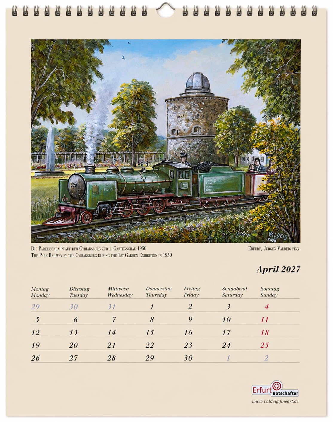 Alt-Erfurt Wandkalender 2027 - Erfurt - Stadt im Grünen Herzen Deutschlands von Jürgen Valdeig - 36 Jahre Kunstkalender mit historischen & aktuellen Motiven, Thüringen, Mittelalter, Bild Kalender
