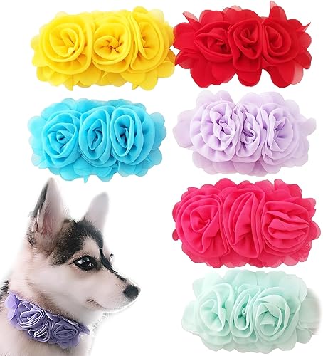 Miniatura 10 de JpGdn Paquete de 20 piezas de collar de perro, flores, lazos, accesorios de diapositiva, accesorios a granel grandes de 4.9 pulgadas para niñas