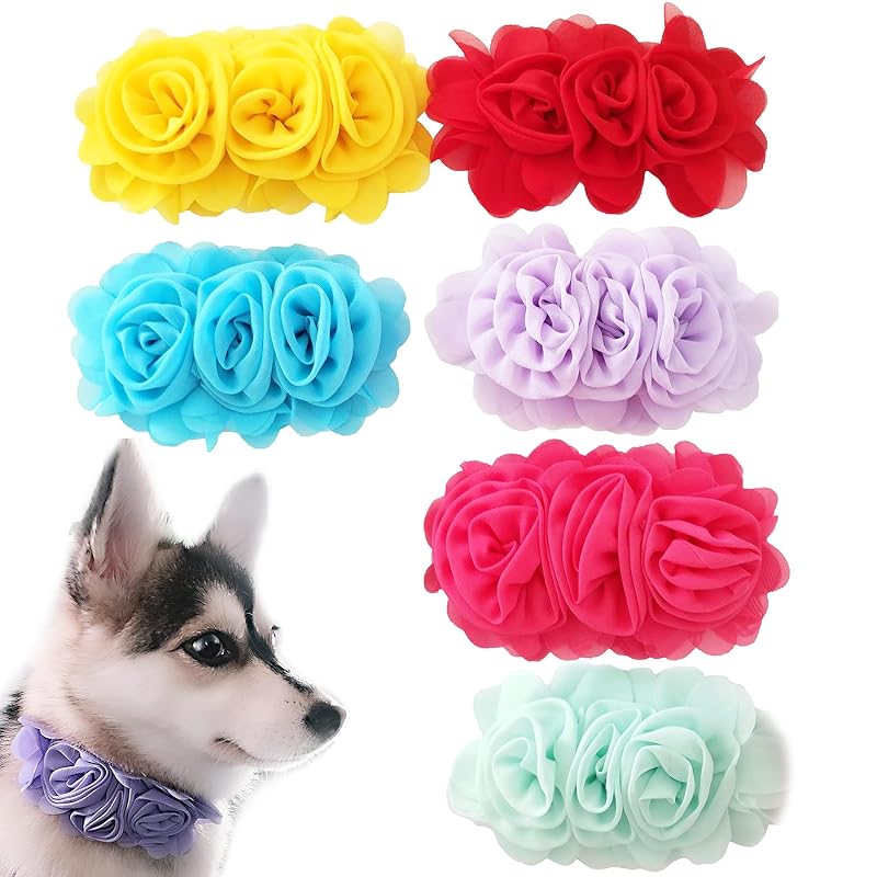 Pingentes Florais para Coleira de Cães e Gatos JpGdn em Chiffon, 6 Unidades