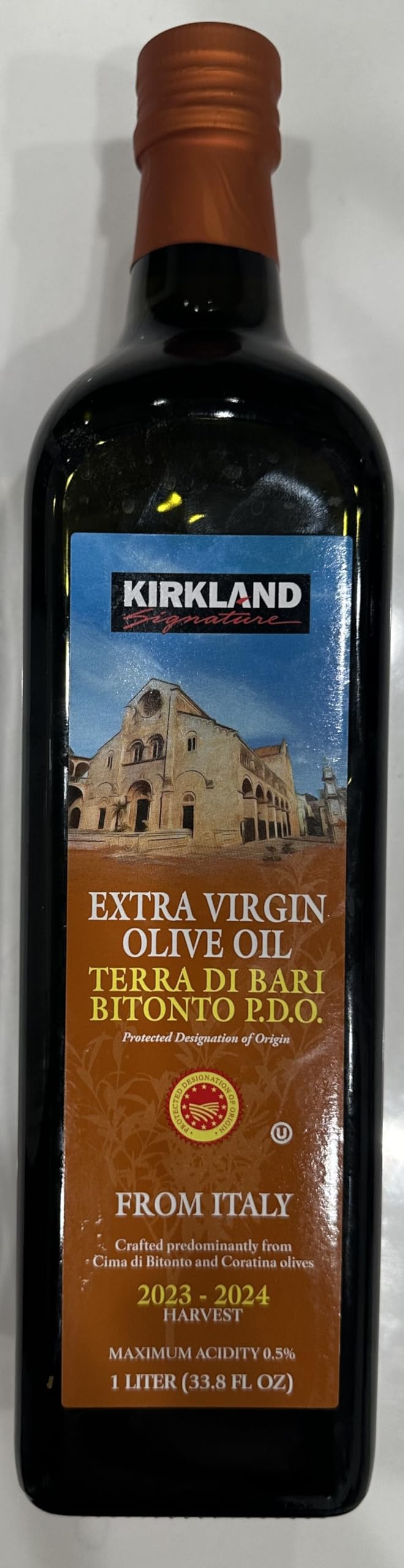 Kirkland Extra Virgin Olive Oil Terra Di Bari Bitonto P.D.O. From Italy ...