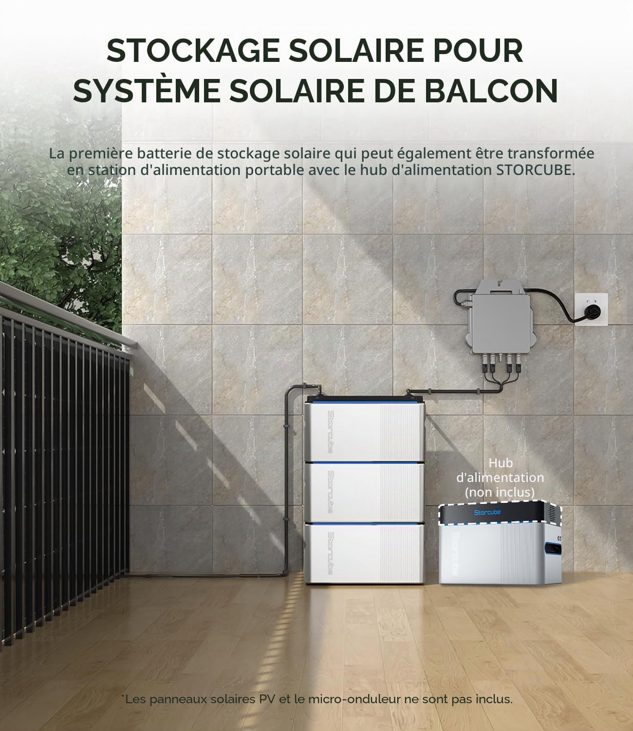 S1000 Batterie Solaire, Système de Stockage Solaire 2048Wh, Connectés au Réseau, Batterie LiFePO4, étanche IP65, Installation Facile