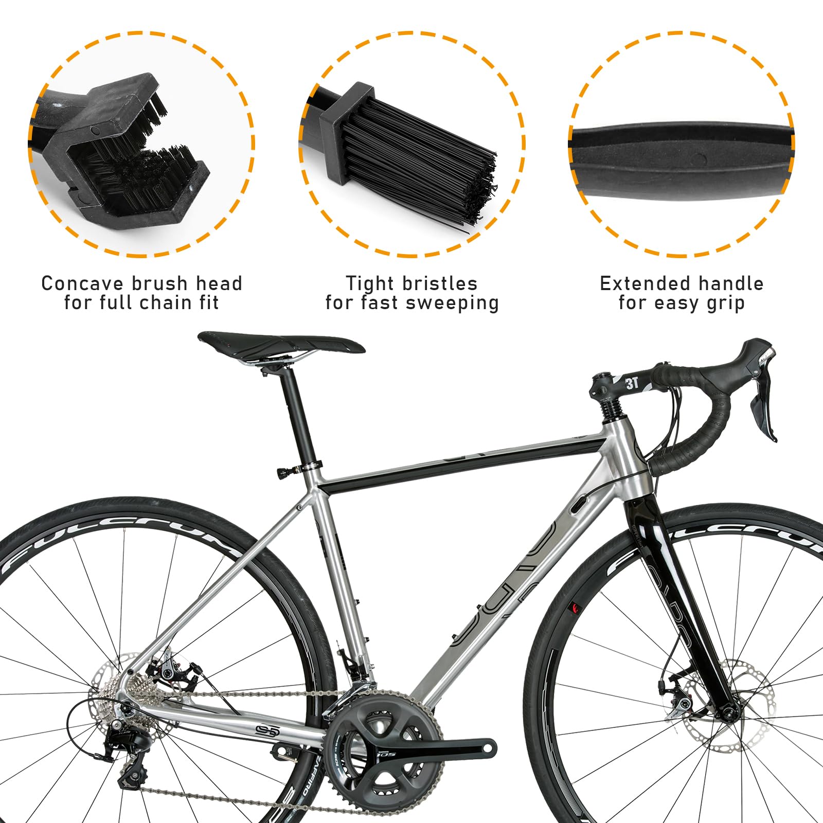 Ziciner Cepillo de cadena de bicicleta para motocicleta, herramienta de limpieza de cadena y rueda, limpiador de cadena y engranajes, arandela de cadena de bicicleta para cadena de bicicleta de