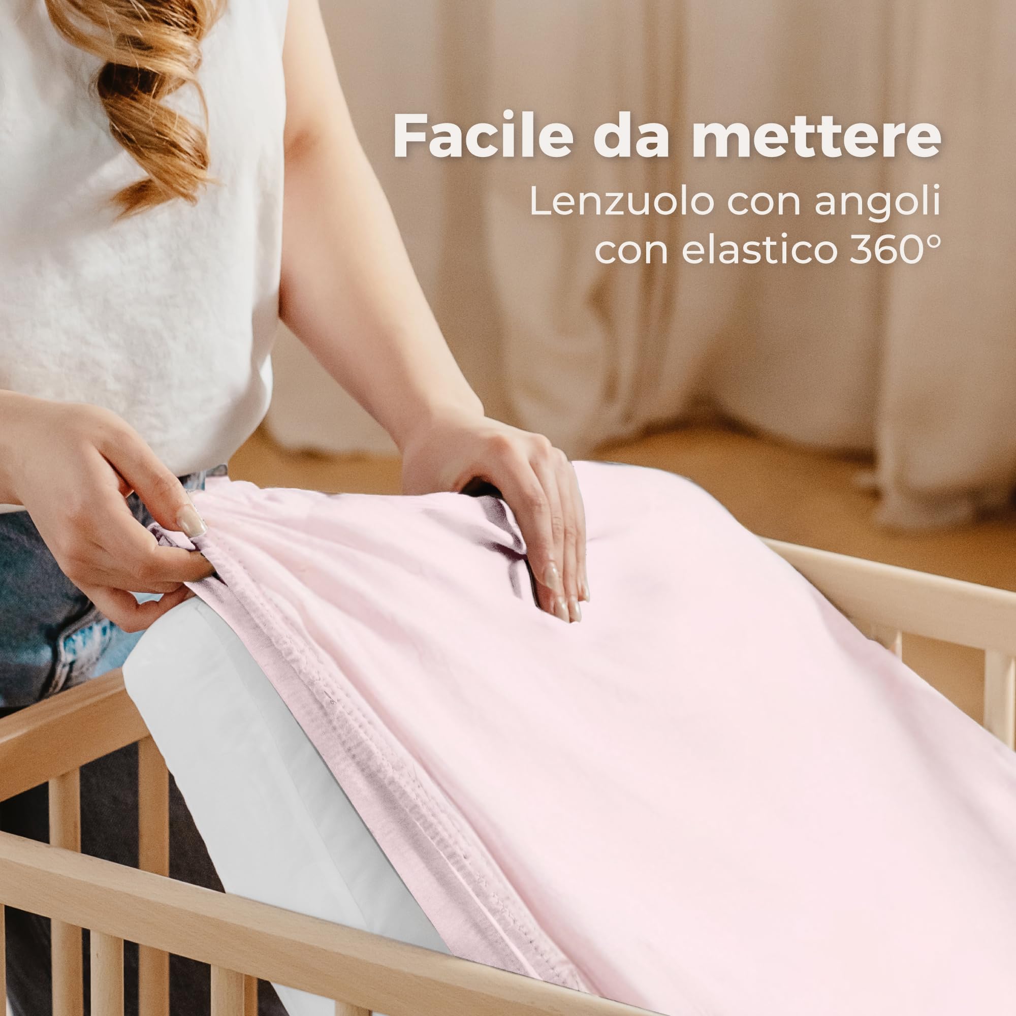Dreamzie 2 Lenzuola culla Neonato + 1 Coprimaterasso Impermeabile Lettino con Elastico - 100% Cotone Per Culla Co-sleeping, Lettino - 50x83 cm Heart