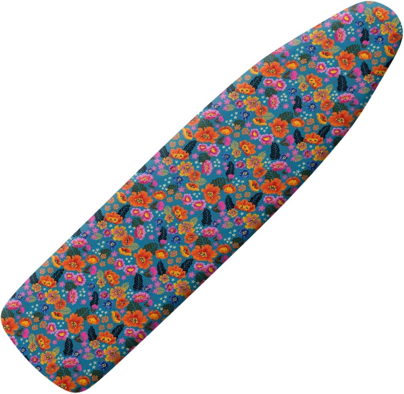 Flowers Ironing Board Cover,16"x55" Standard Ironing Board Cover with Elastic Edge and Hook and Loop Fasteners, Scorch & Stain Resistant, Polyester Home Ironing Board Covers, Rich Floral Tone