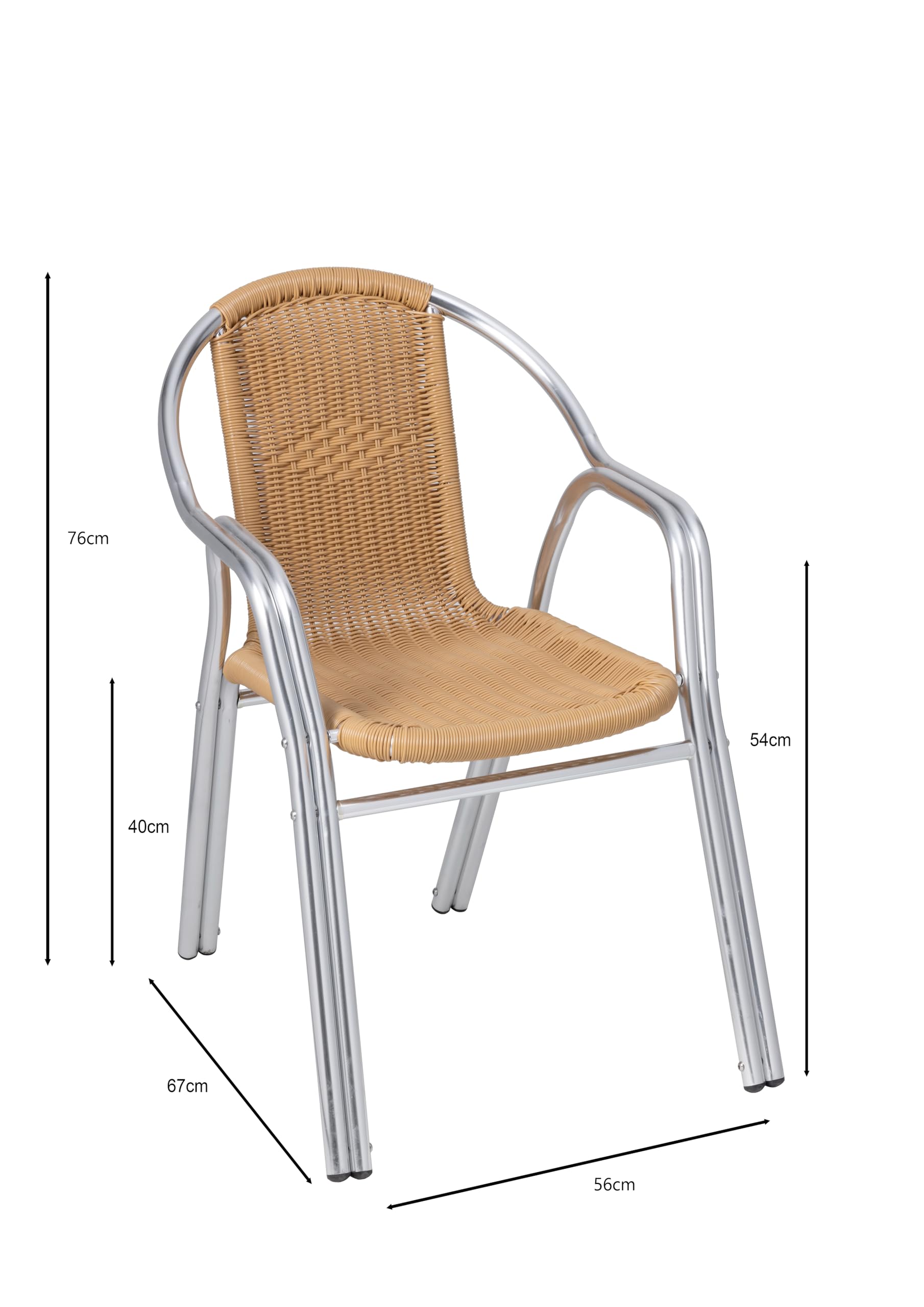 METRO Professional Chaise Gastro Empilable avec Accoudoirs Narni, Aluminium, 60 x 53 x 74 cm (Beige)