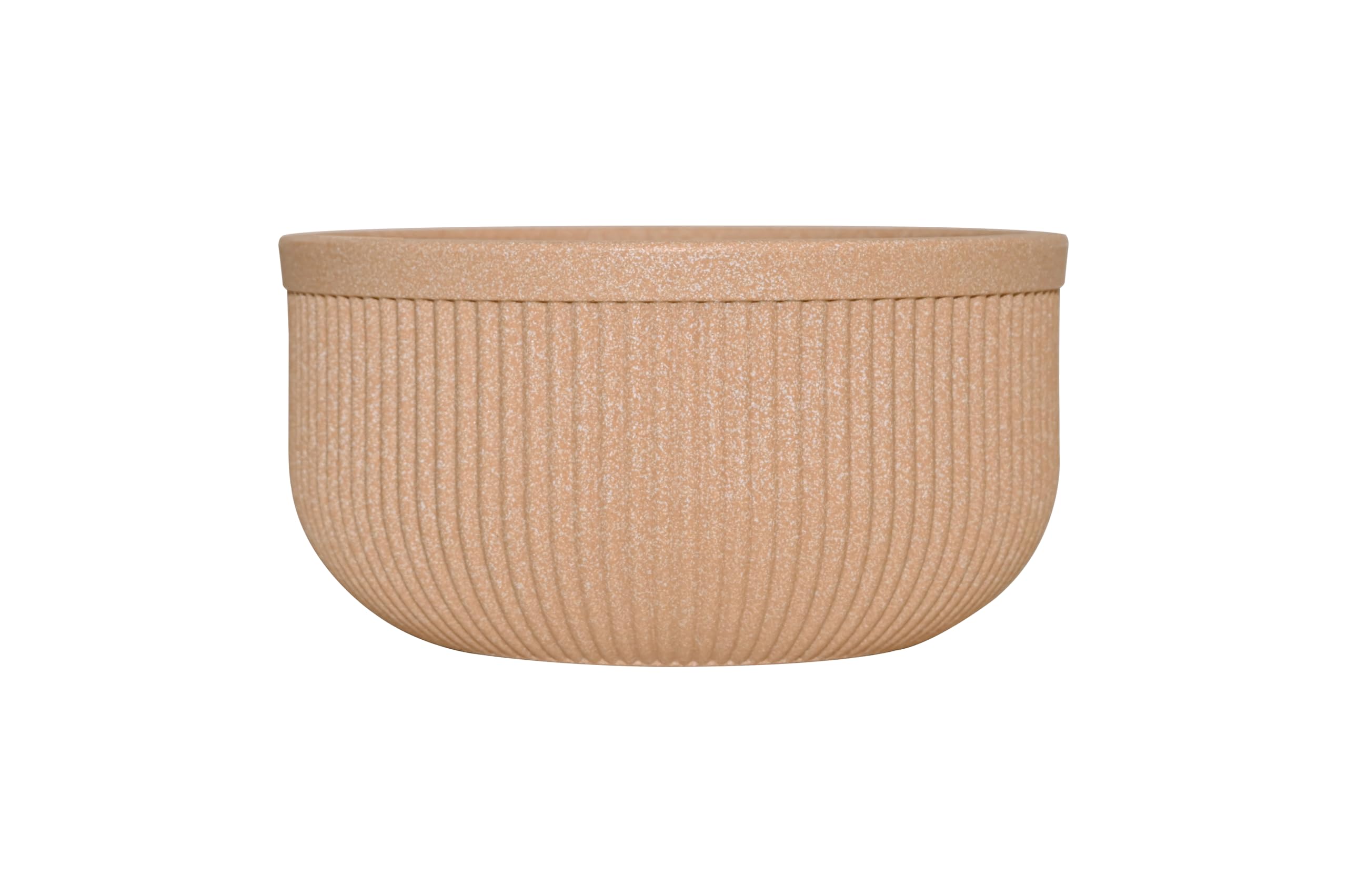 Harshdeep Roto Pots - Tokyo Bowl - Indoor Outdoor Home Balcony Garden Decorative 18 Inch Round Durable UV Protected Molded Planter (Cream Stone)