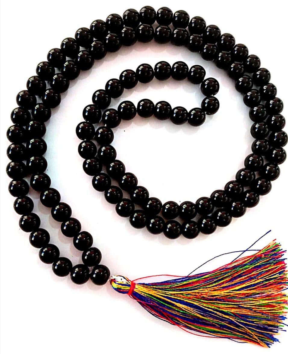 Shreenathji Evil Eye Protection Black Agate Japa Mala 108+1 Big Beads 8mm Rosery Turquoise Necklace For Men And Women (B084KR92LV) Amazon Price History, Amazon Price Tracker