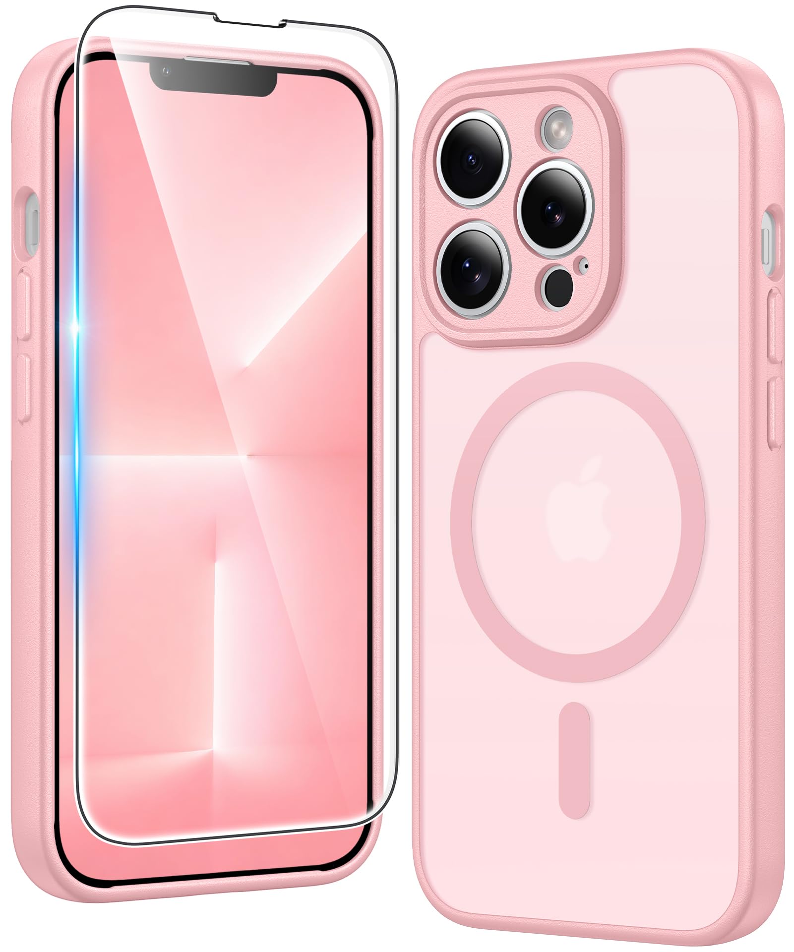 FNTCASE for iPhone 13 Pro Case Compatible with Magsafe Matte Phonecase | Screen Protector, Military Grade Drop Protection, Slim Magnetic Phone Cases, Shockproof Bumper, Translucent Cell Cover