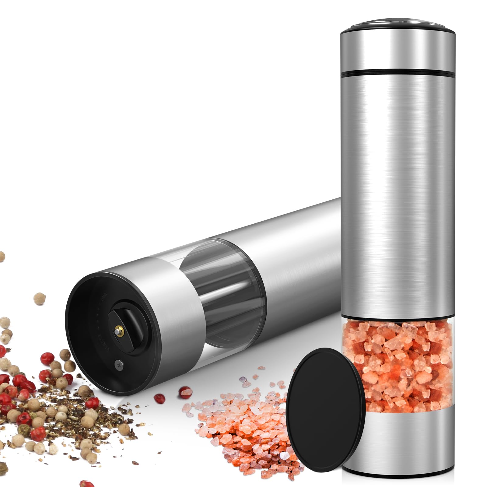 innhom Electric Salt Grinder Pepper Grinder Battery Operated Stainless Steel Pepper Mill