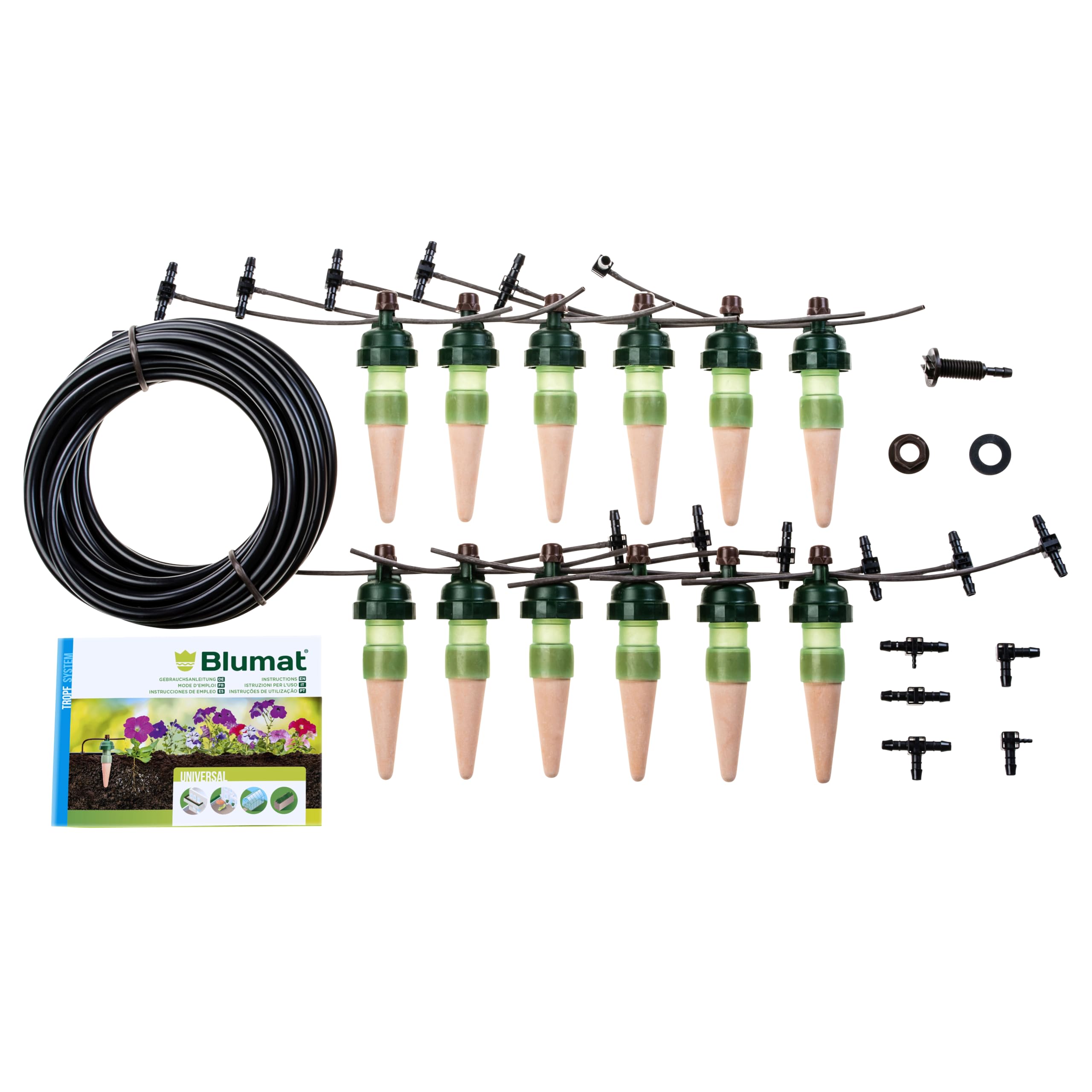 Set di irrigazione per 12 piante con serbatoio da 47 l, con set originale a goccia Blumat da 3 metri