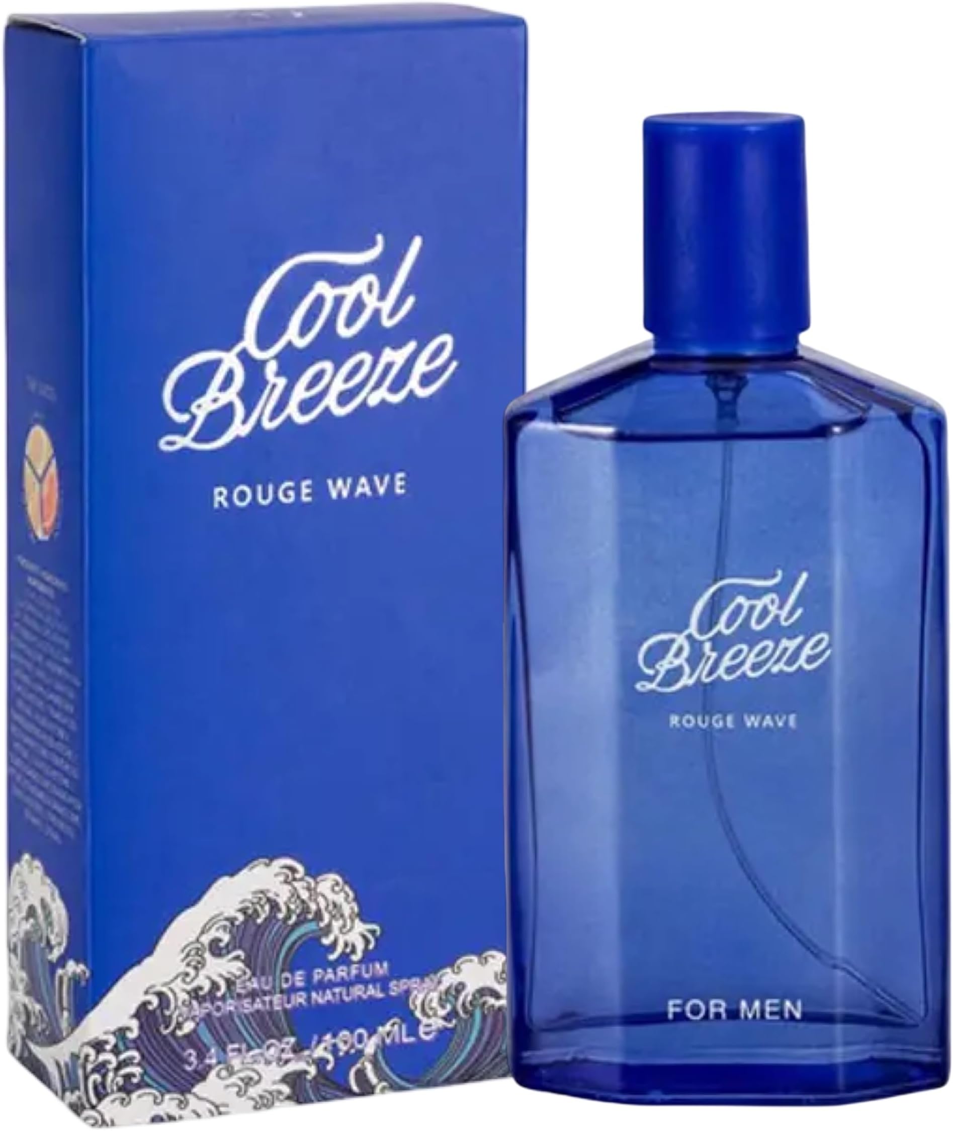 Cool Breeze Rouge Wave Eau de Parfum for Men, 3.4 Fl Oz, Lemon Tangerine Grapefruit Notes