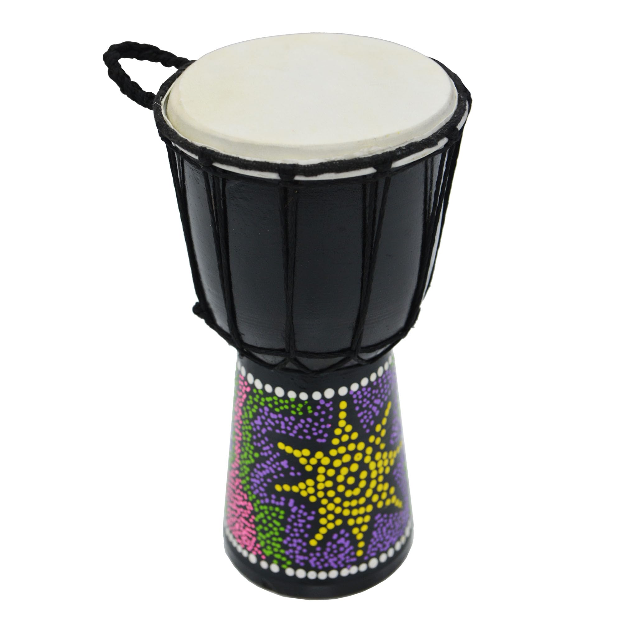 Sponsored Ad – A-Star 5 Inch Painted Colourful West African Djembe Drum - Authentic Handmade, Rope Tuned, Natural Skin Head Educational Hand Drum - 25 cm Height