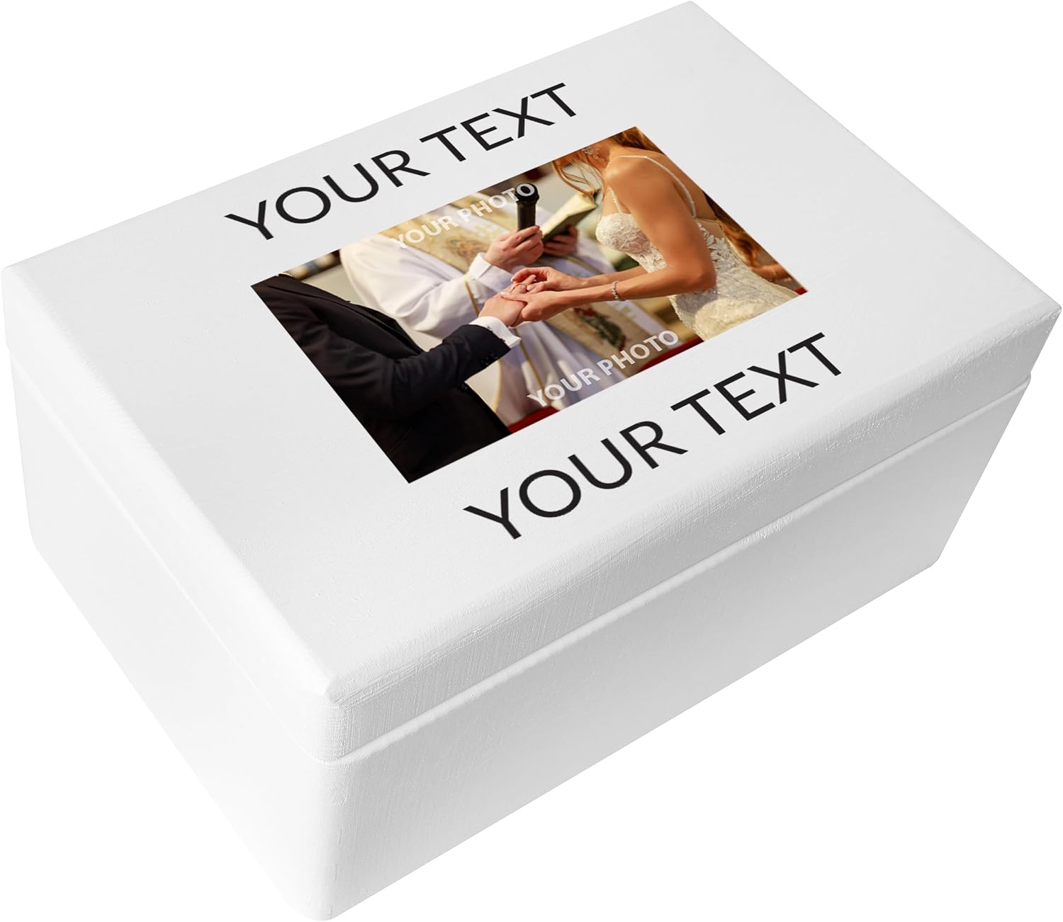 Creative Deco Personalized White Wooden Storage Box Wish Text Photo Box