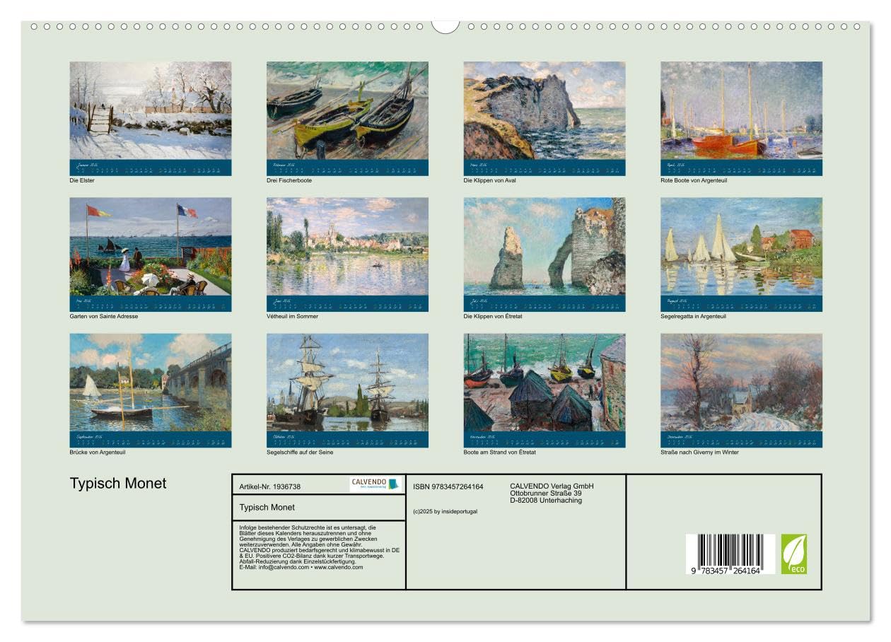 Typisch Monet (hochwertiger Premium Wandkalender 2026 DIN A2 quer), Kunstdruck in Hochglanz: Ein Kalender aus der Serie große Maler mit hochwertigen Reproduktionen (CALVENDO Kunst)