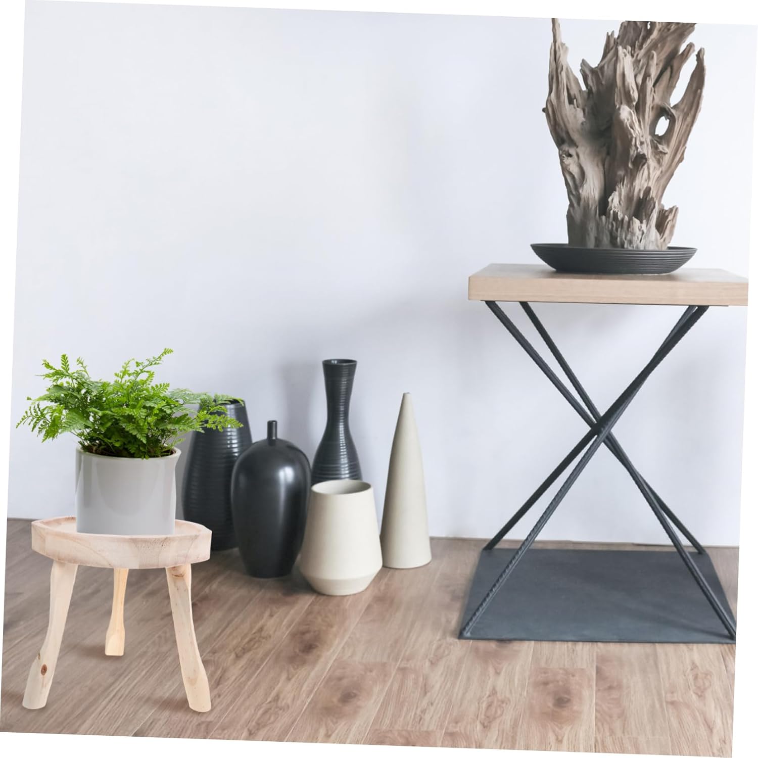 Wooden Plant Stand for Home Durable Multipurpose Flowerpot Riser Detachable Display Holder for Indoor Plants Fish Tanks and Decor Sturdy Wood Construction Natural