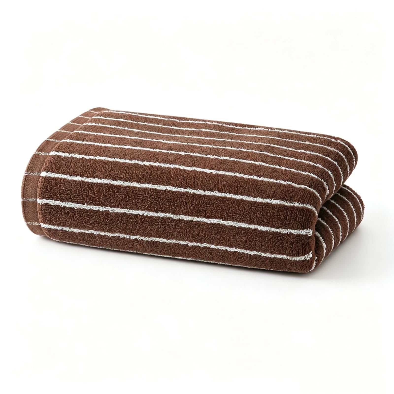 Mfwamcafk White Stripes On A Brown Background Cotton Face Towel, Jacquard Striped Washcloth, Absorbent Gym Hand Towel