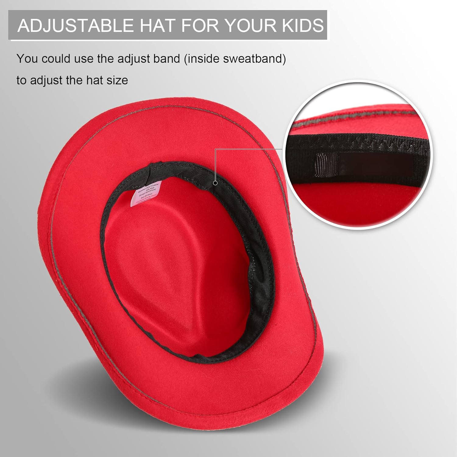 Jastore Kids Girls Boys Western Cowboy Cowgirl Hat with Buckle Belt Felt Fedora Hat - Image 3