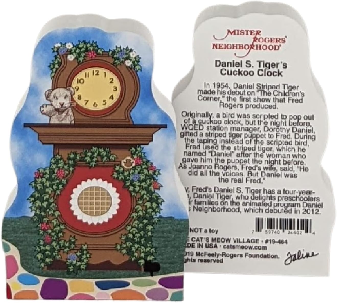 Cat's Meow Village Mister Rogers' Neighborhood Daniel Striped Tiger Cuckoo Clock #19-464 Shelf Sitter
