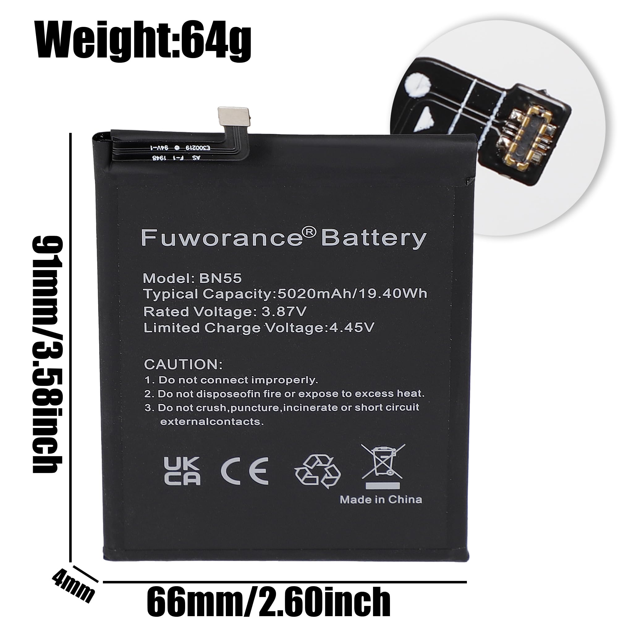 Batería para Xiaomi Redmi Note 9S M2003J6A1G (5020 mAh, 3,87 V, BN55 V) | Batería móvil li-ion de repuesto recargable de gran capacidad con kit de herramientas
