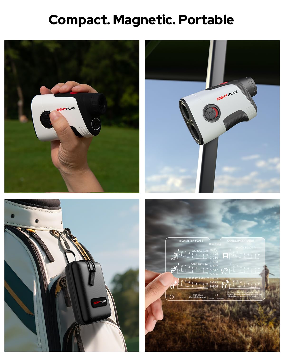 GF2 Golf-Entfernungsmesser mit Neigung, 1300 Yards Laser-Entfernungsmesser für Golf & Jagd, 7,5-fache Vergrößerung, Fahnenmastverriegelung, Vibration, wiederaufladbares magnetisches