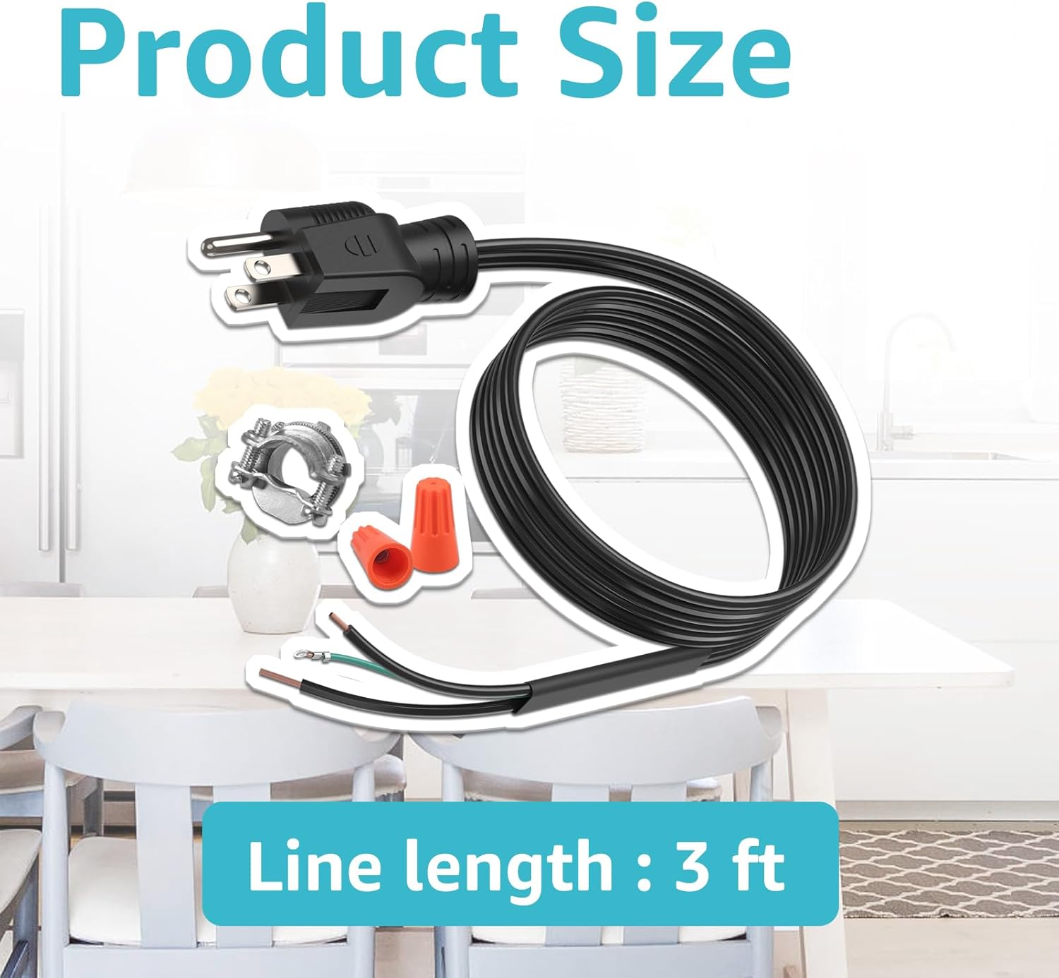 3ft Garbage Disposal Power Cord Installation Kit Repalce CRD-00 Compatible with Badger InSinkErator Food Waste Disposer